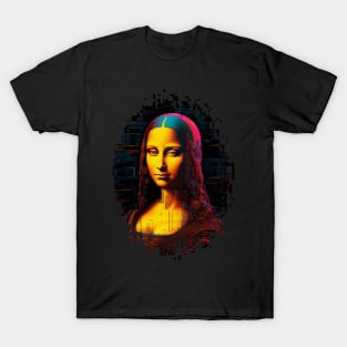 Digital Renaissance Mona Lisa AI Generated Glitch Art T-Shirt